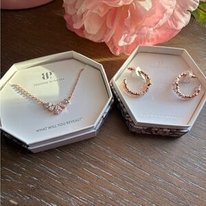BP Diamond CZ Necklace & Earrings Set Rose Gold Plating